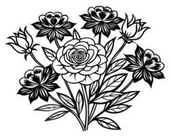 flores en blanco y negro vector