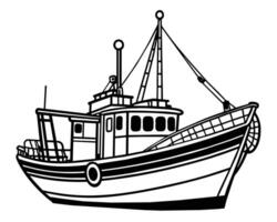 Fishing Boat Coloring Drawing vector