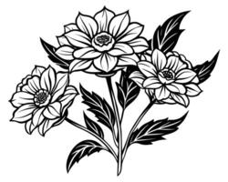 flores en blanco y negro vector