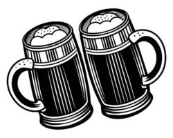 Two toasting cold drink mugs vector