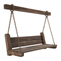 3D Rendering of a Wooden Swing Bench on Transparent Background png