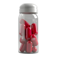 3d representación de un medicina pastillas en un tarro en transparente antecedentes png