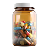 3D Rendering of a Medicine Pills in a Jar on Transparent Background png