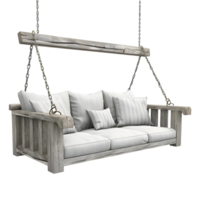 3D Rendering of a Wooden Swing Bench on Transparent Background png