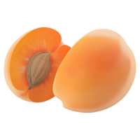 3d representación de un naranja albaricoque en transparente antecedentes png