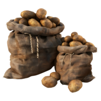 3d representación de un marrón patatas en un bolso en transparente antecedentes png