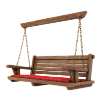 3D Rendering of a Wooden Swing Bench on Transparent Background png