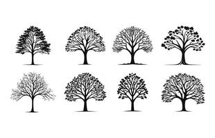 árbol siluetas ilustración colocar, árbol silueta aislado en blanco antecedentes haz vector