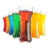 3D Rendering of a Colorful Soft Drink or Juice Glass on Transparent Background png