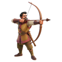 3D Rendering of a Archer Character on Transparent Background png