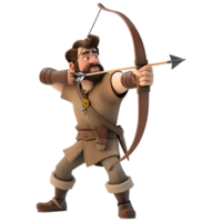 3D Rendering of a Archer Character on Transparent Background png