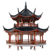 3D Rendering of a Chinese Traditional House on Transparent Background png