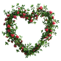 3D Rendering of a Heart Made with Flowers or Leaves on Transparent Background png