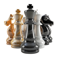 3D Rendering of a Chess Classic Pieces Set on Transparent Background png