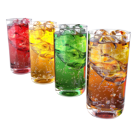 3d Renderização do uma colorida suave beber ou suco vidro em transparente fundo png