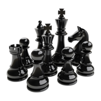 3D Rendering of a Chess Classic Pieces Set on Transparent Background png