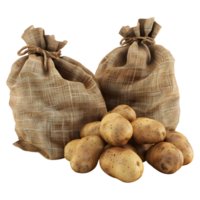 3d representación de un marrón patatas en un bolso en transparente antecedentes png