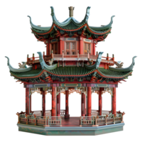 3D Rendering of a Chinese Traditional House on Transparent Background png