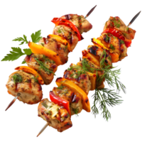 3D Rendering of a Barbecue Meat Stick Spicy on Transparent Background png