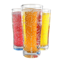 3d renderen van een kleurrijk zacht drinken of sap glas Aan transparant achtergrond png