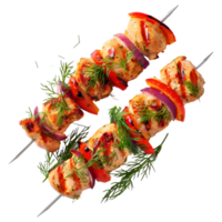 3D Rendering of a Barbecue Meat Stick Spicy on Transparent Background png