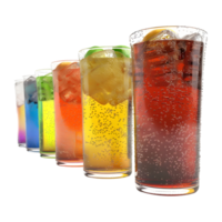 3D Rendering of a Colorful Soft Drink or Juice Glass on Transparent Background png