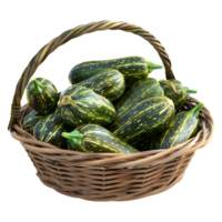 3D Rendering of a Cucumbers in a Basket on Transparent Background png