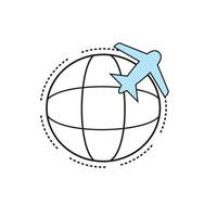 Planet and airplane icon vector