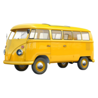3D Rendering of a Vintage Yellow Van on Transparent Background png