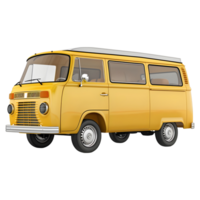 3d Renderização do uma vintage amarelo furgão em transparente fundo png