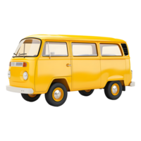 3D Rendering of a Vintage Yellow Van on Transparent Background png