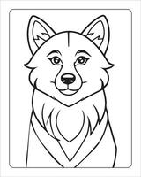 lobo colorante páginas, lobo ilustración, lobo arte, negro y blanco vector