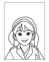 Nurse Coloring Pages, Free Nurse , Nurse illustration, Nurse Black and White vector