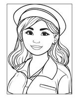 Nurse Coloring Pages, Free Nurse , Nurse illustration, Nurse Black and White vector