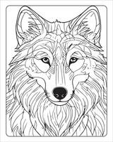 lobo colorante páginas, lobo ilustración, lobo arte, negro y blanco vector