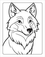 lobo colorante páginas, lobo ilustración, lobo arte, negro y blanco vector