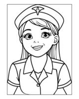 Nurse Coloring Pages, Free Nurse , Nurse illustration, Nurse Black and White vector