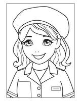 Nurse Coloring Pages, Free Nurse , Nurse illustration, Nurse Black and White vector