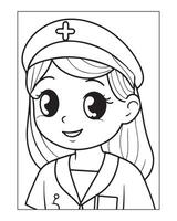 Nurse Coloring Pages, Free Nurse , Nurse illustration, Nurse Black and White vector