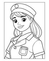 enfermero colorante páginas, gratis enfermero , enfermero ilustración, enfermero negro y blanco vector