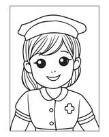 Nurse Coloring Pages, Free Nurse , Nurse illustration, Nurse Black and White vector