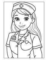 Nurse Coloring Pages, Free Nurse , Nurse illustration, Nurse Black and White vector