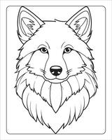 lobo colorante páginas, lobo ilustración, lobo arte, negro y blanco vector