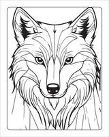 lobo colorante páginas, lobo ilustración, lobo arte, negro y blanco vector