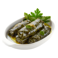 3d renderen van een druif bladeren dolma gevuld vlees Aan transparant achtergrond png