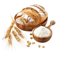 3d Rendern von ein Brot mit Mehl auf transparent Hintergrund png