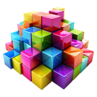 3D Rendering of a Colorful Boxes Toy on Transparent Background png