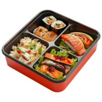 3d representación de un japonés comida en un plato en transparente antecedentes png