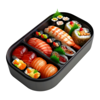 3d representación de un japonés comida en un plato en transparente antecedentes png