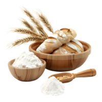 3D Rendering of a Bread with Flour on Transparent Background png